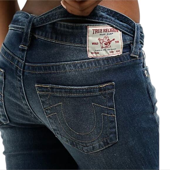 True Religion Bootcut Jeans Womens‎ Dark Wash Denim Zipper Pocket Detail - Picture 4 of 12